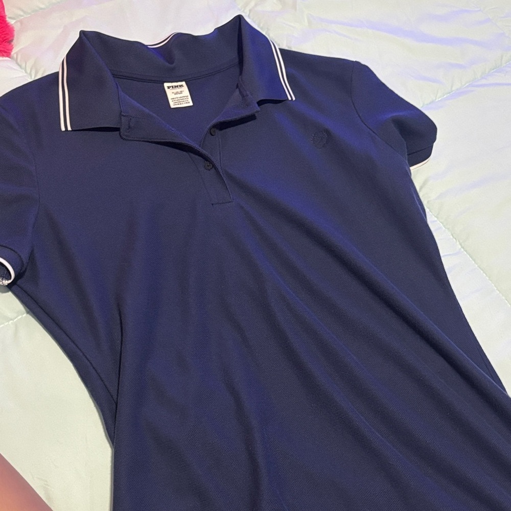 PINK Victoria's Secret Navy Polo Dress with White Trim